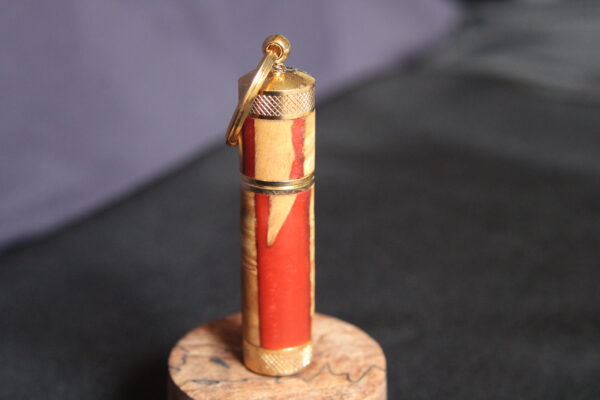 Hybrid Key Chain Lighter Cottonwood Burl with Red