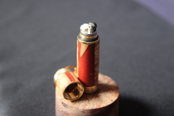 Hybrid Key Chain Lighter Cottonwood Burl with Red