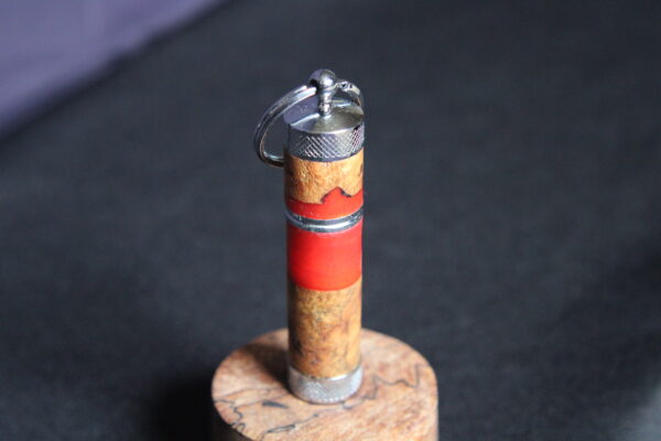 Hybrid Key Chain Lighter Cottonwood Burl with Red
