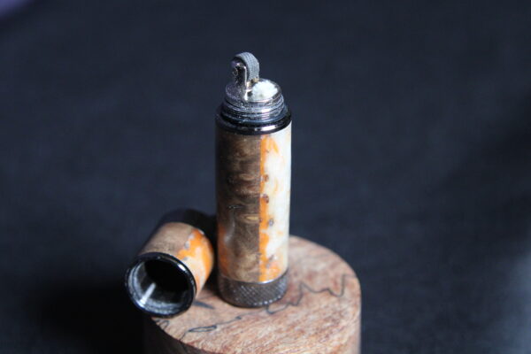 Hybrid Cottonwood Burl - Orange - White Key Chain Lighter