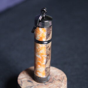 Hybrid Cottonwood Burl - Orange - White Key Chain Lighter