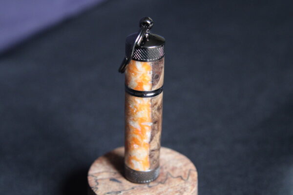 Hybrid Cottonwood Burl - Orange - White Key Chain Lighter